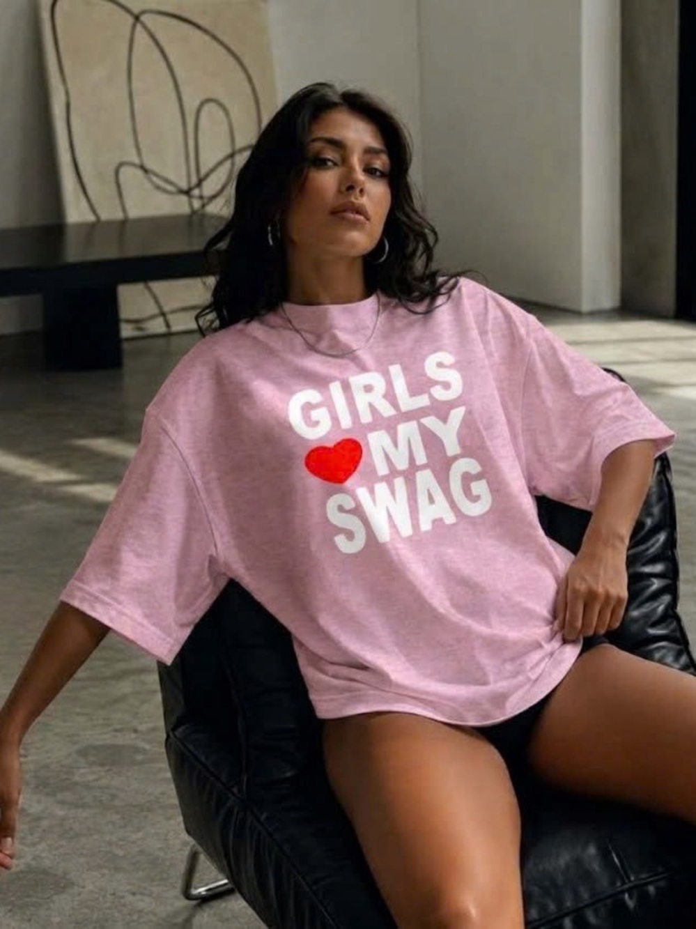 "Girls Love My Swag" Pink Graphic T-Shirt – Fun, youthful style